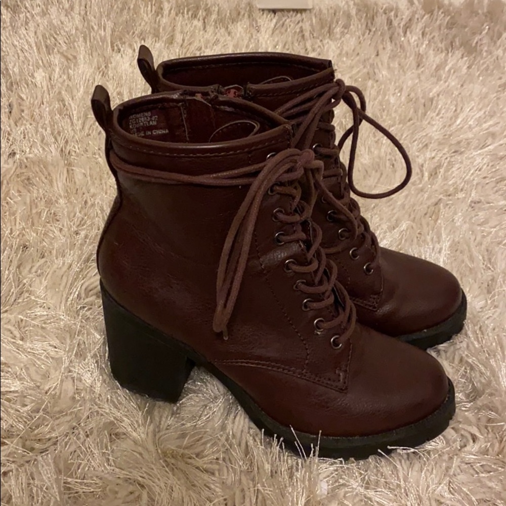 Cranberry Combat Boots - Picture 2 of 2